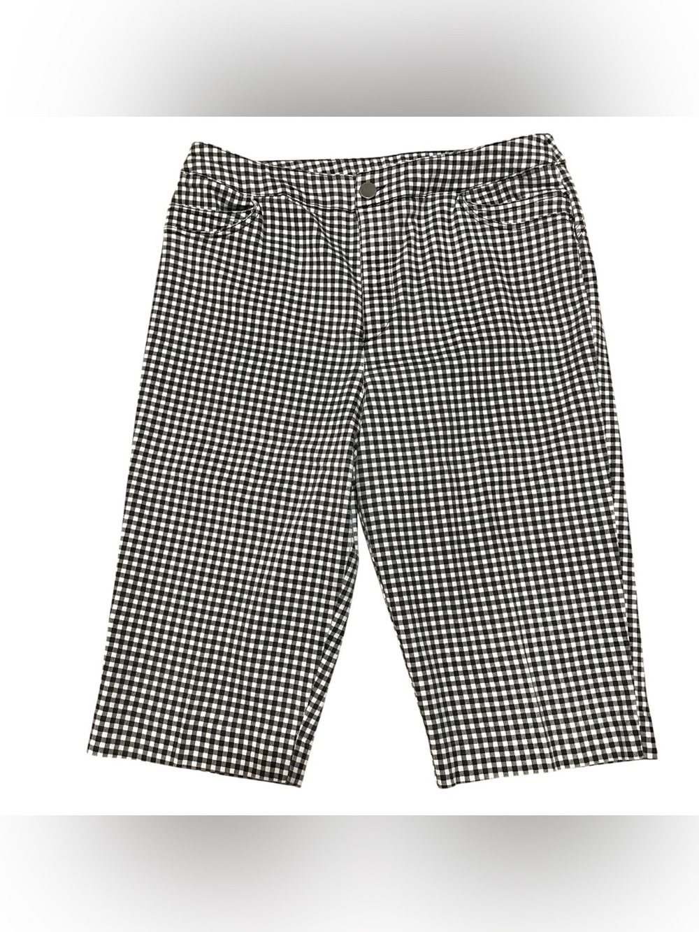 Christopher & Banks Womens 14 Black White Gingham Check  Capri Pants  Stretch